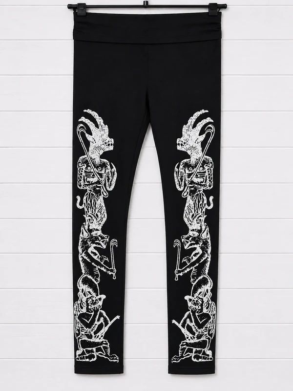 Killstar UK 8 XS Black Gothic Printed Leggings High Rise Alternative Emo Grunge Occult