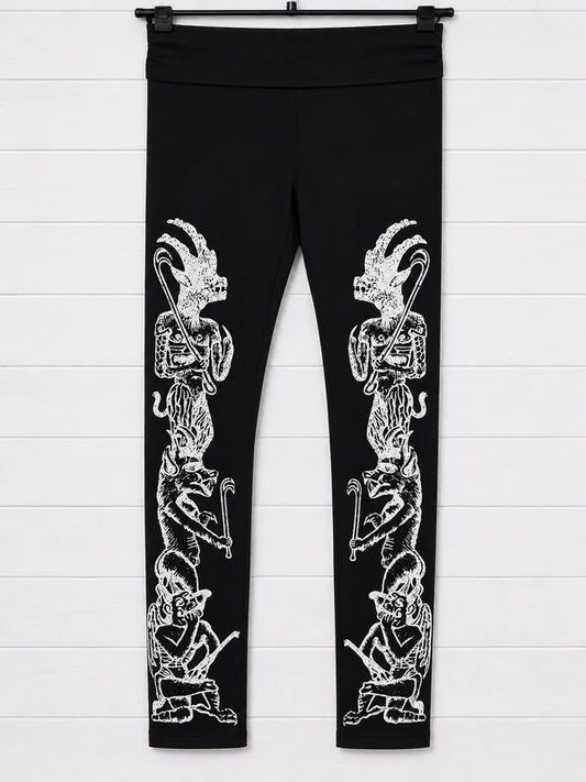 Killstar UK 8 XS Black Gothic Printed Leggings High Rise Alternative Emo Grunge Occult