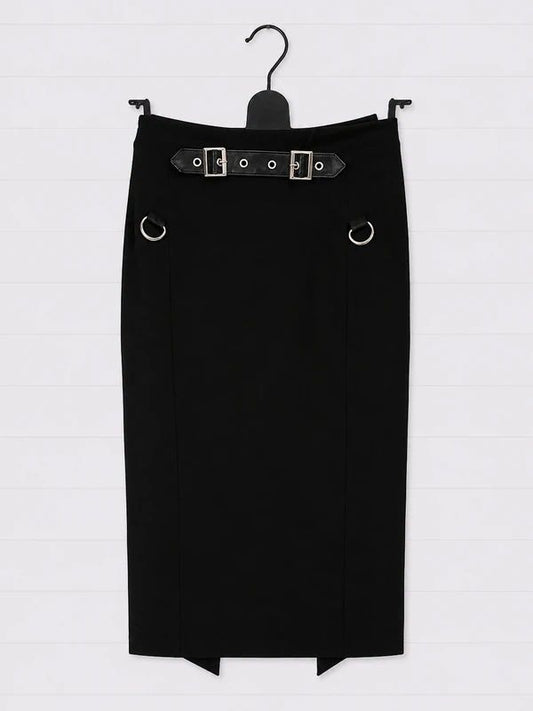 Killstar Warbird Black Pencil Midi Skirt Size UK 8 High Waist Gothic Harness Buckle Alt Office Goth