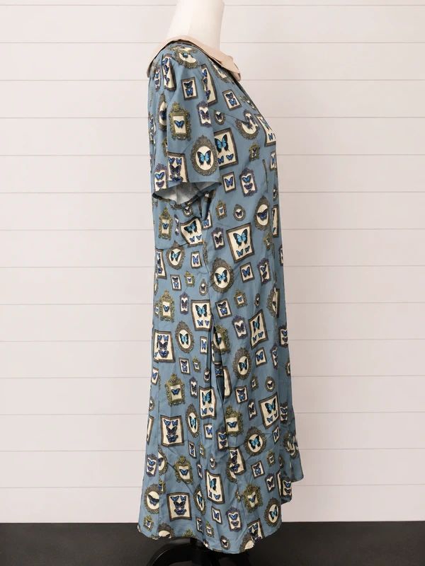 Lindy Bop Brianne Blue Butterfly Collector Dress UK 20 Retro Tea Dress